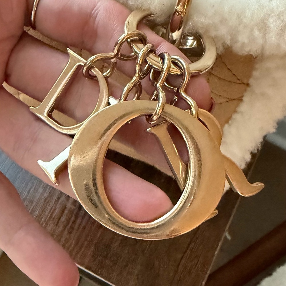 Christian Dior Lady Dior Mini Shearling Cannage Suede Bag Ecru w/ Gold Hardware - Picture 14 of 16